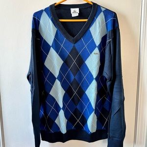 Lacoste Cotton Argyle V-Neck Sweater